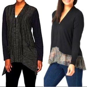 Two Lori Goldstein Black Cardigans Size Large